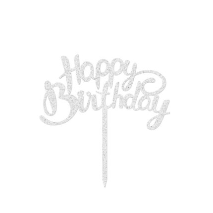 Πικ Επιγραφή "Happy Birthday" Ασημί 142x145mm