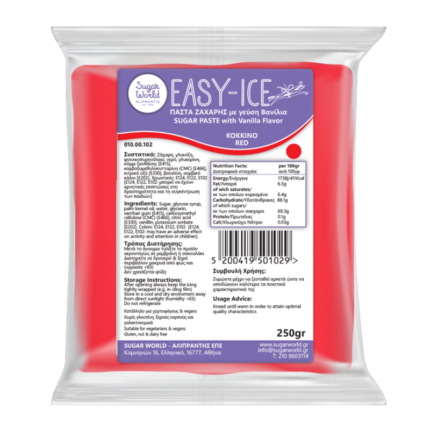 Πάστα Ζάχαρης Easy-Ice Γεύση Βανίλια Κόκκινη 250gr